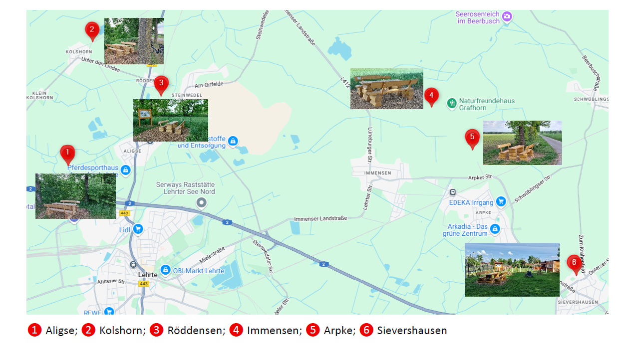 6 von 10 Sitzgruppen in Lehrte