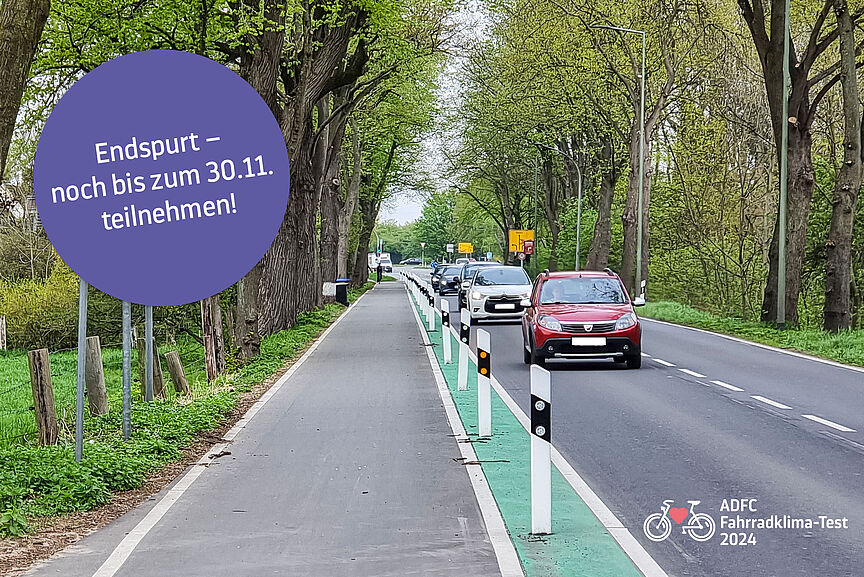 Radwege okay? Noch bis 30. November abstimmen beim ADFC-Fahrradklima-Test Landstraße seperaten Fahrradweg